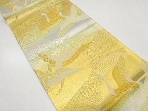 アンティーク　荒波に群鶴模様織り出し袋帯(材料)